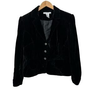 Versailles Black Velvet Blazer‎ Jacket Dark Academia Office Goth Size 14 Witchy